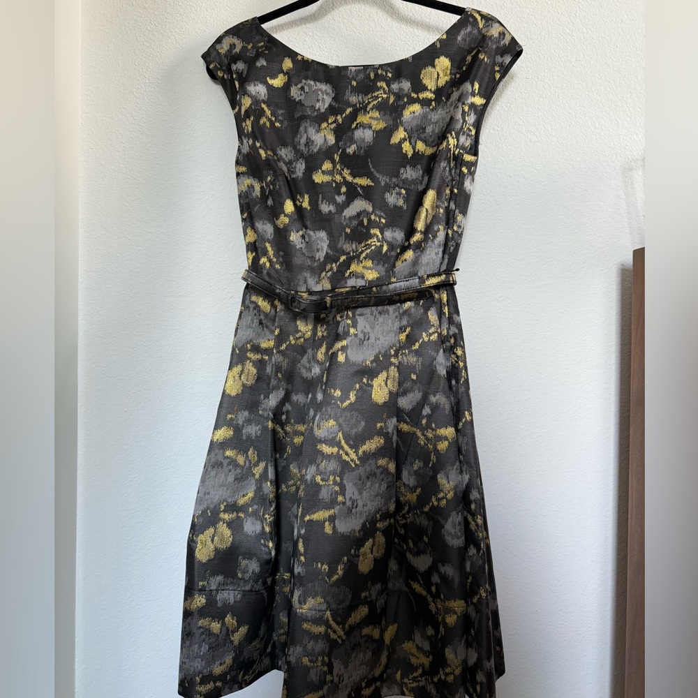 Eliza J Black and Gold Floral Mini Dress